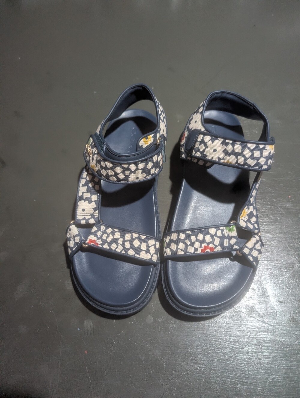 Coach Brynn Sandals In Floral Print Velcro Strap Size 6 NWOT